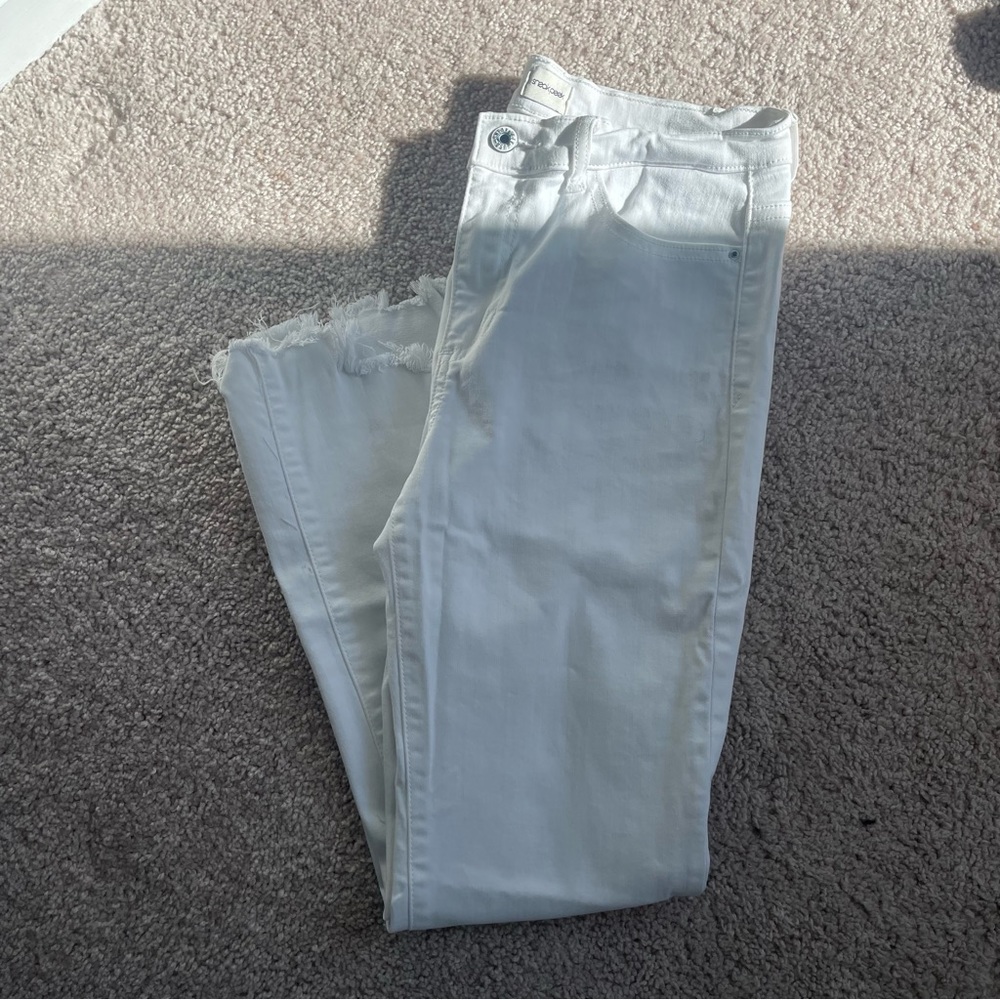 Sneak Peek High Rise Distressed White Jeans